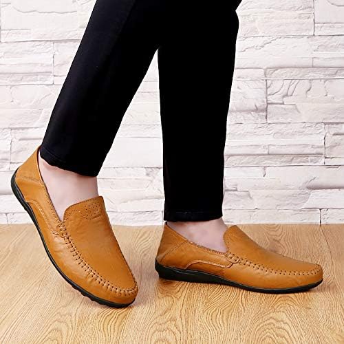 Image of Men's Loafers Genuine Leather Flat Breathable Casual Shoes Handmade Slip On Driving Shoes Fashion Business Shoes