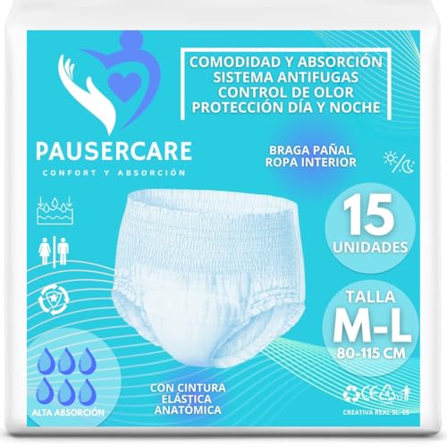 Culottes jetables super absorbantes PAUSERCARE contre l'incontinence severe taille M-L
