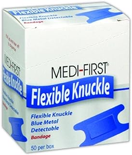 MAGID MP65250 Medi-First Blue Metal Detectable Knuckle Bandages, 1' x 3', Blue, Knuckle (Pack of 50)