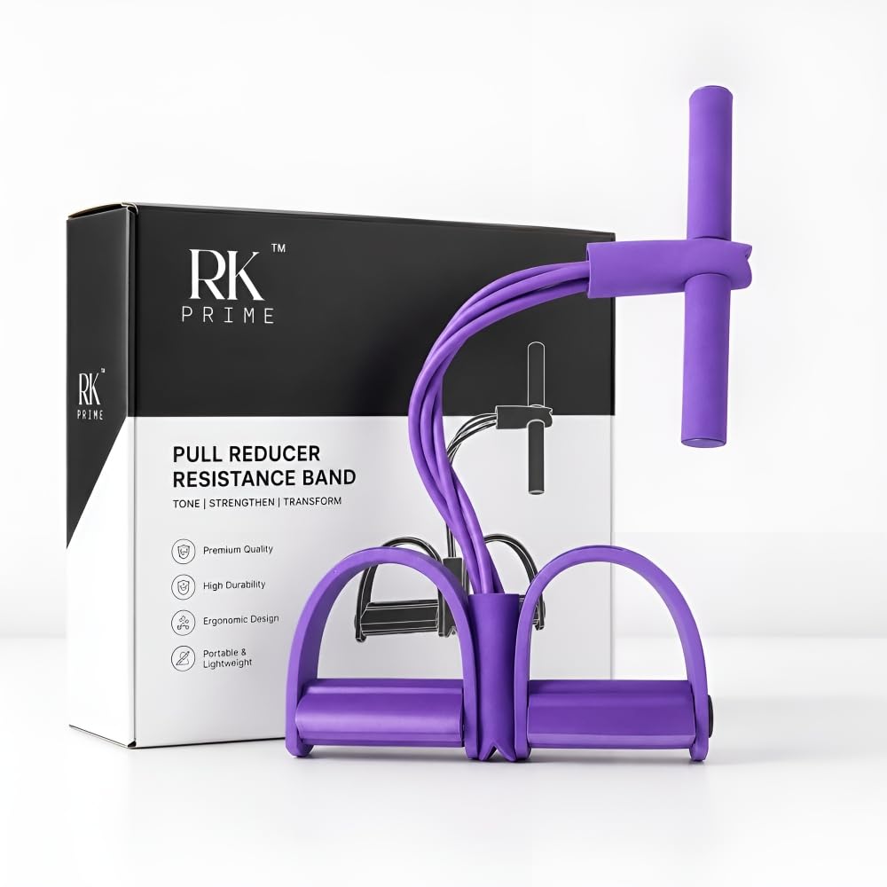 RK Prime Pull Reducer Yoga Pedal Puller Resistance Bands-4 Tummy Training Bands Exercise, Body Building Training Band Men and Women-image-2