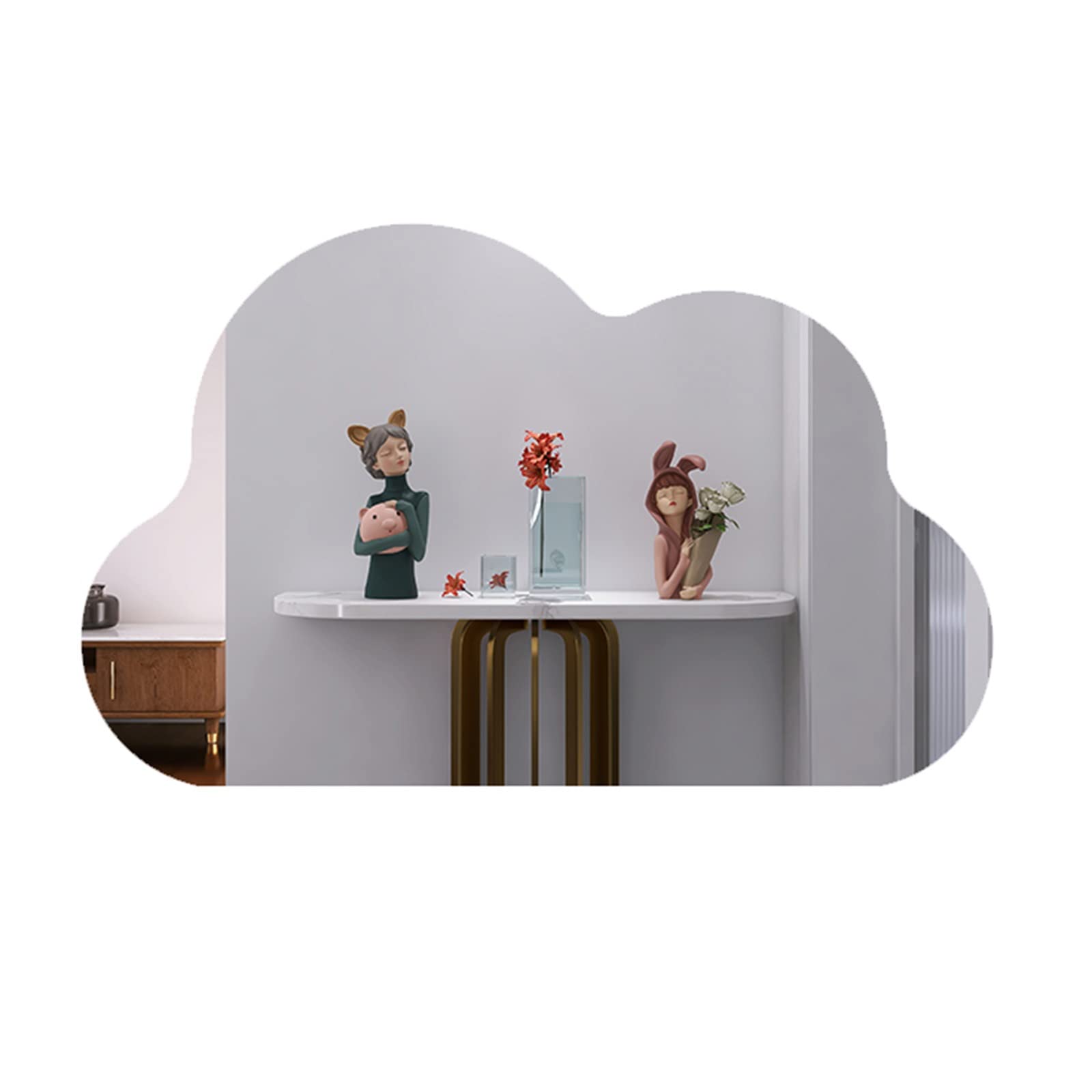 Frameless Bathroom Mirror, Fantasy Cloud Shape, Vanity Mirror, Bedroom Living Room Decorative Mirror, HD Glass Mirror, 3 Sizes (Size : 550mm*338mm)