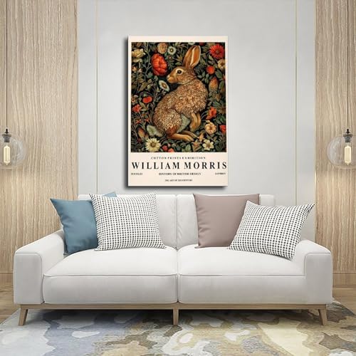 Poster lapin William Morris dark botanical idée cadeau originale - 5
