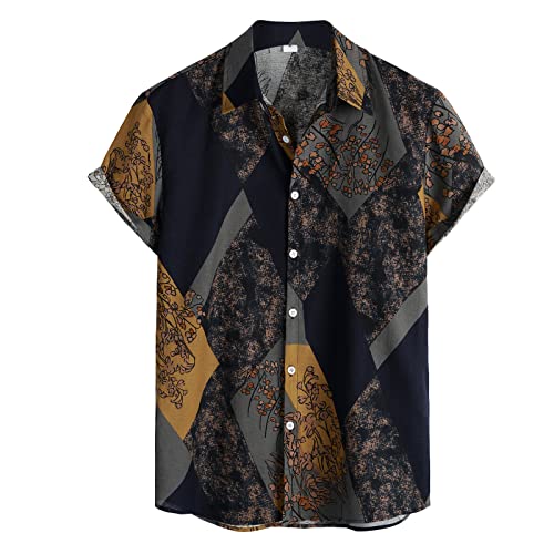 MNSWR Chemise en Coton Et Lin Chemise Lin Homme,Chemisette Homme Chemise Slim Fit Repassage Chemise pour Hommes Regular Fit Chemise Africaine Homme Tee Shirt Homme Personnalisé Sportswear Homme Pa