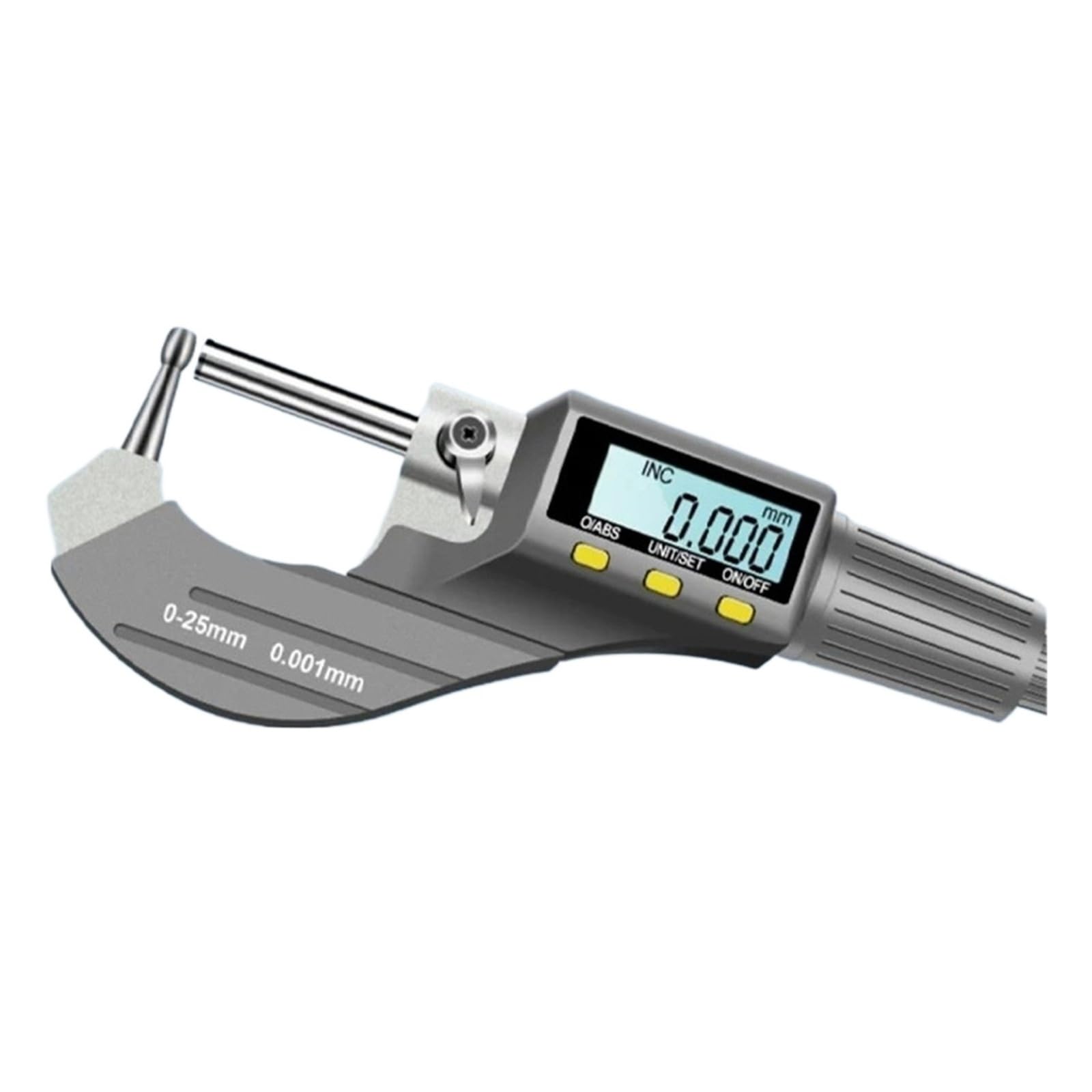 Multifunktionales digitales Mikrometer 0–25 mm, 0,001 mm, Wandstärkenmessgerät for Trommeln, Doppelkugelkopf, Doppelspitzen Messen Sie alles(Drum head)