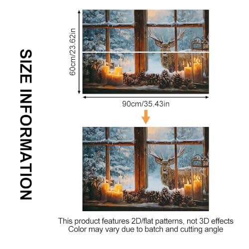 Image of Winter Deer Candle Backsplash Peel and Stick, 35.4x23.6 in