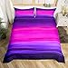 Dark Purple Comforter Cover Gradient Pink Purple Black Bedding Set Stripe Line Print Duvet Cover for Children Kids Boys Girls Microfiber Modern Design Bedspread Cover Room Decor Bedclothes Queen Size