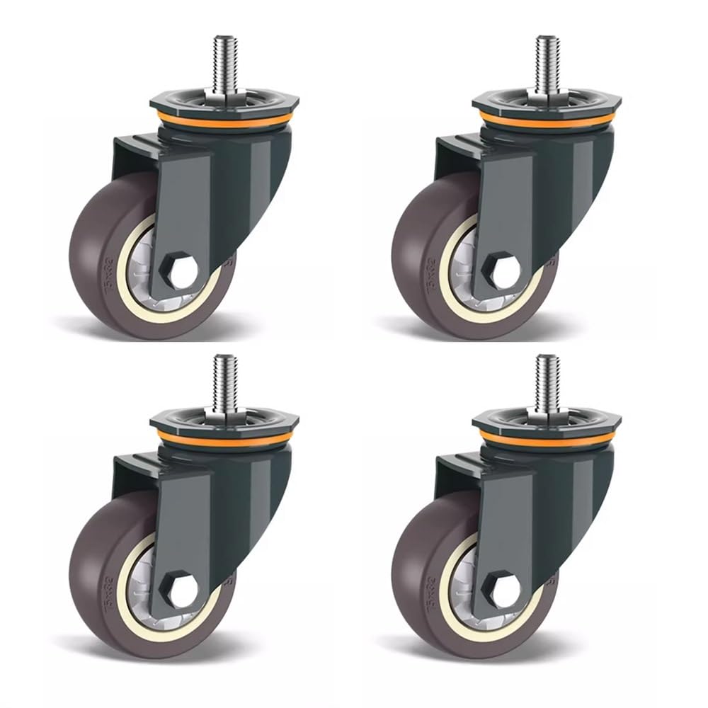 Roulettes pivotantes avec frein pour meuble, roue 125mm tige filetée M10x25mm robuste