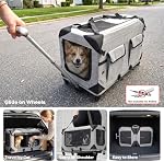 Veehoo Grand porte-animaux avec roues pour 2 Chats, très longs 76cm Porte-chat pliable avec diviseur amovible & Poignée télescopique, transporteur de voyage pour animaux de compagnie 2 Petits chiens, 76× 38× 51 cm