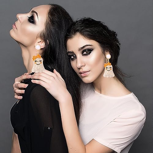 Handmade Spooky Halloween Pearl Drop Dangle Earrings - Pumpkin Ghost Themed Party Jewelry3