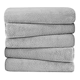 Oseamaid バスタオル 大判 5 枚セット マイクロファイバー タオル 吸水速乾抗菌防臭約60×120cm(グレー)