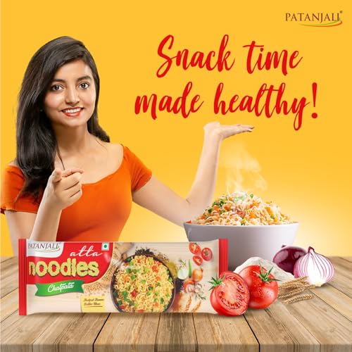 Image of Patanjali Atta Noodles,240 Gm /280 Gm Chatpata Flavor,Family Pack,Whole Wheat Vegetarian Instant Noodles(weight may vary)