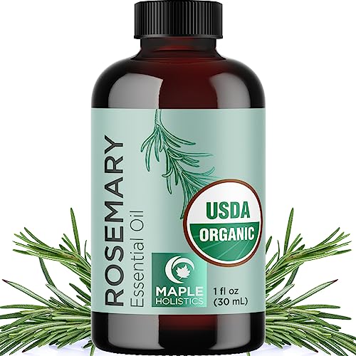 Certified Organic Rosemary Oil for Hair – Pure USDA Organic Rosemary Essential Oil for Hair Skin and Nails plus Aromatherapy – Organic Hair Oil for Dry Scalp Treatment and Enhanced Volume and Shine