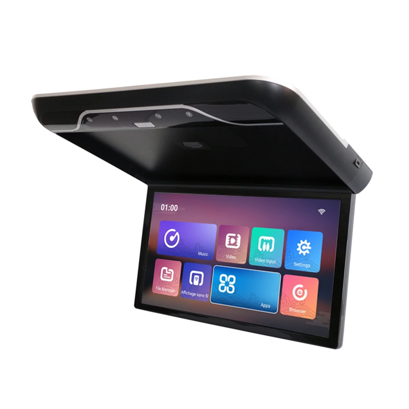 CVFRDD Car Headrest Player Car Roof Mount Monitor HD 1080P 19 Inch Ceiling Flip Down Overhead Screen MP5 Multimedia Player WIFI/Bluetooth(19 inch Black)