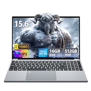 Portátil para juegos, Celeron N150 (hasta 3.6 GHz), tapa superior de 15.6 pulgadas con 16 GB DDR4 512 GB SSD, huella digital KB retroiluminada, FHD 1920 x 1080, Win 11 Pro, WiFi 5, BT 4.2, portátiles