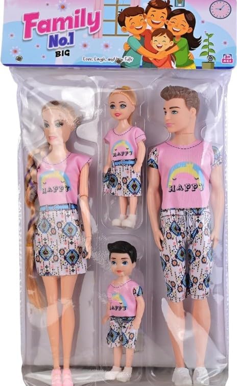 Sweet Couple Doll Set with Movable Joints Doll for Kids, Fashion Doll Set for Girls, Boy and Set Family (4 pcs Combo Set)-image-15