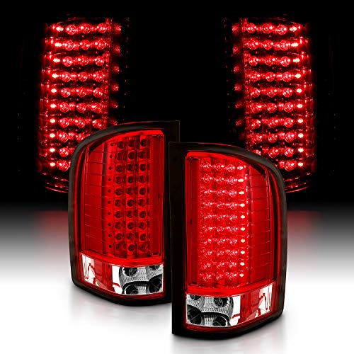 AmeriLite for 2007-2013 Chevy Silverado 1500/2500/3500 & GMC Sierra 3500HD Clear Red LED Replacement Taillights Assembly - Passenger and Driver Side