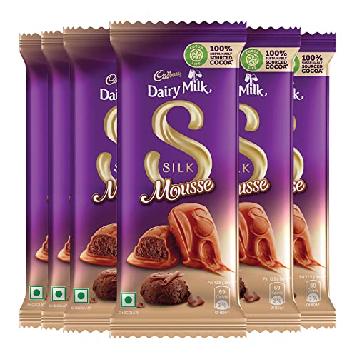 Image of Cadbury Celebrations Assorted Chocolate Gift Pack, 62.2 g- Pack of 8 & Dairy Milk Silk Mousse Chocolate Bar, 6 x 50 g