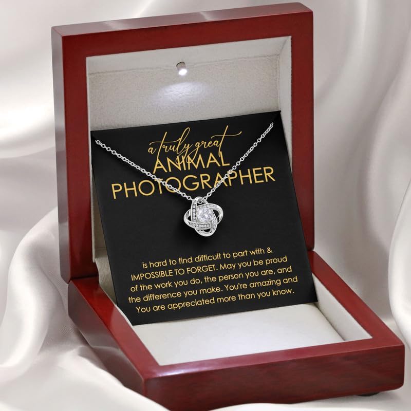 Animal Photographer Necklace Message Card Box Love Knot Mahogany - Hard To Find Difficult To Part - Appreciation Veterinarian Groomer Pet Care