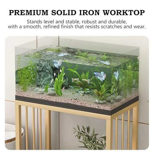 Support aquarium blanc 45x25 cm avec étagère double niveau et pieds réglables - 4
