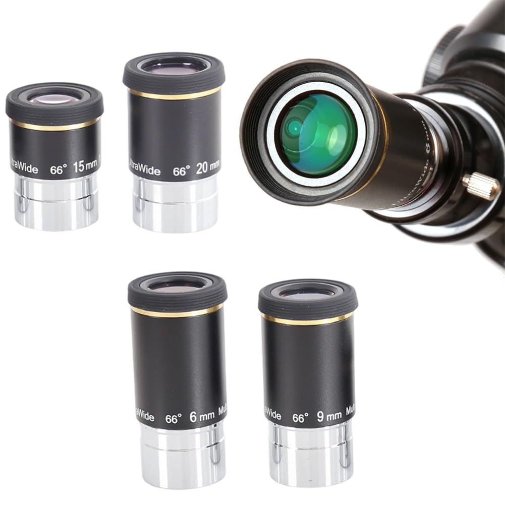66 stopni do ultra szerokiego okularu astronomicznego teleskopu 6 mm/9 mm/15 mm/20 mm, metalowy korpus z wielowarstwową powłoką, gwintowany obiektyw 3.5 cm do większości ogniskowych, składana