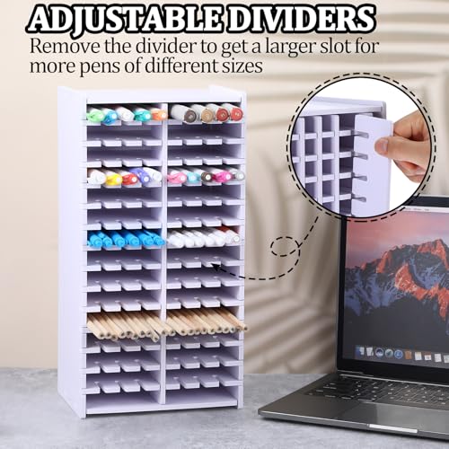 Image of MAQUITA Art Marker Storage Rack for 120 Markers, Watercolour Brushes Pens Colored Pencils Organizer Holder for Desk