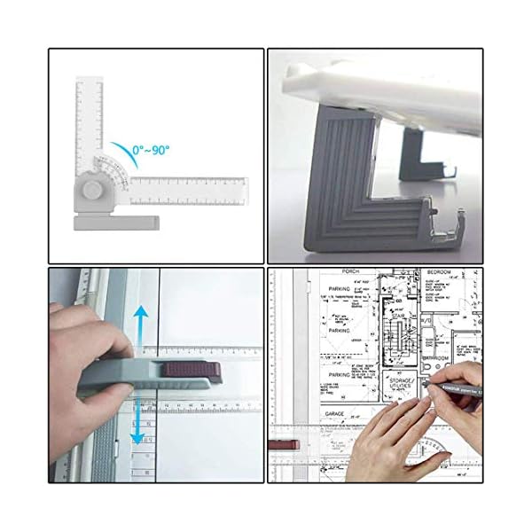 Queiting Multi-Function A3 Drawing Board Set Metric Multifunctional Square Drafting Table with Parallel Motion and Adjustable Angle 20" * 14.4" - Image 3