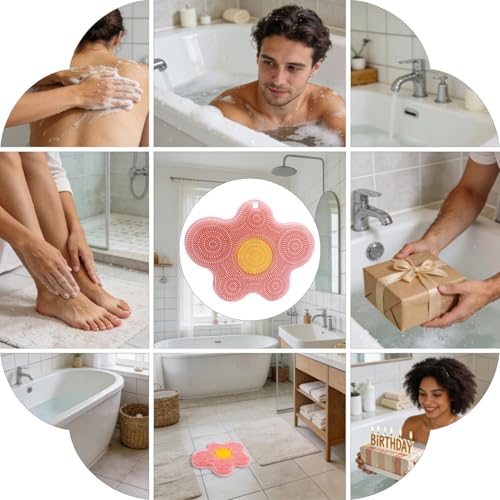 Tapis à récurer en silicone pour douche et brosse de dos murale - 4