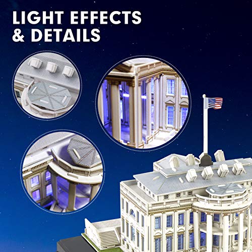 Cubicfun 3D Puzzles For Adults And Kids Led White House Architecture Model Kits, Home Decoration And Birthday Gifts For Women And Men, The U.s. Building Night Mode 56 Pieces #TOP3