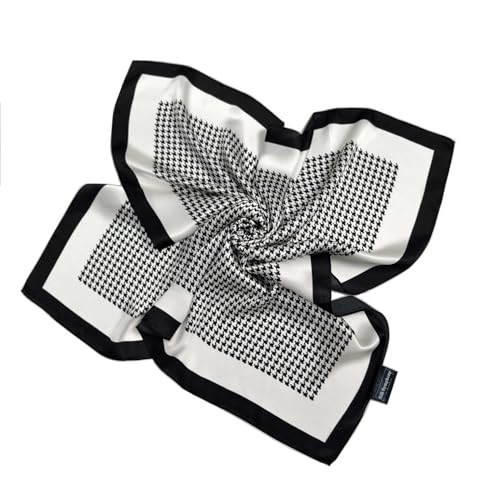 Photo de Silk Symphony BY KATHARINA Écharpe en 100 % pure soie de mûrier - 90 x 90 cm - Foulard carré pour femme avec boîte cadeau de qualité supérieure, blanc/noir, 90cm*90cm