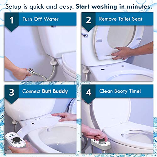Accesorio de bidé universal BUTT BUDDY con control de presión de agua para inodoro estándar 7