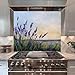 Tempered Glass Backsplash, Lavender Field Glass Backsplash, Kitchen Backsplash Behind Stove, Glass Backsplash for Kitchen Wall, Easy to Install Stove Backsplash