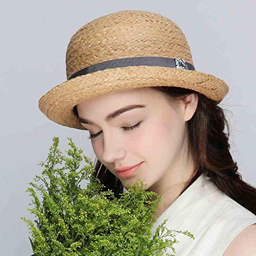 Chapeau de soleil femme anti UV pliable en paille de rafi évidée