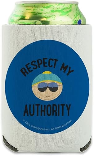 South Park Cartman Respect My Authority - Enfriador de latas plegable con funda para bebidas, soporte aislado para bebidas
