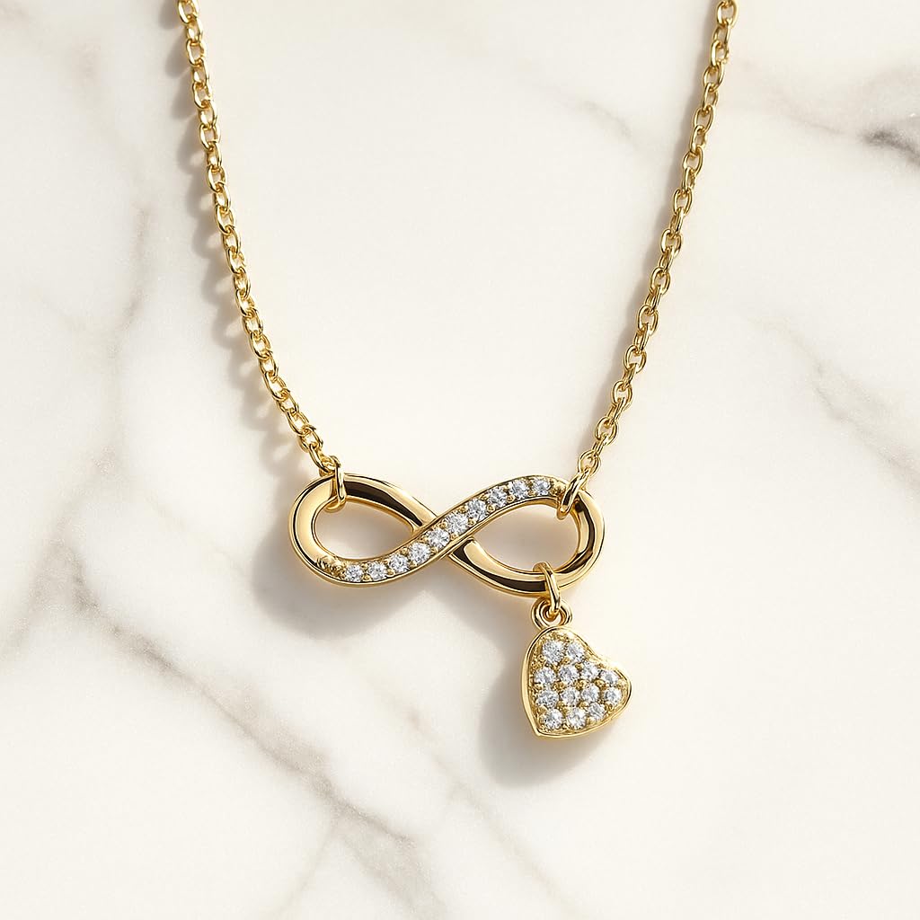 Zelya Collana da donna in argento e oro 925/585 – catena ad ancora 41 – 45 cm con zirconi, regalo romantico incisione oro