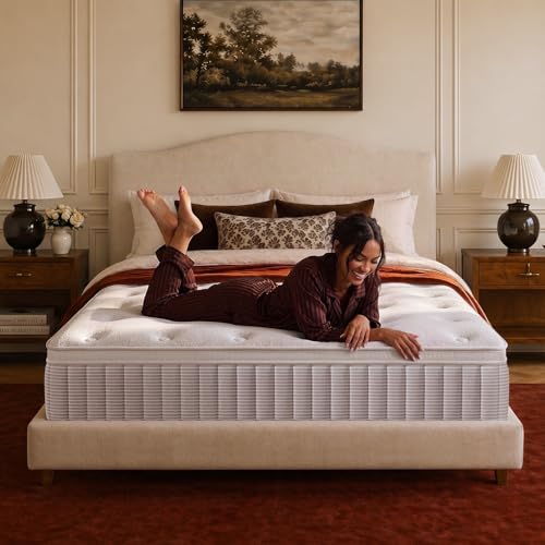 COMFBOX Queen Mattress 14 Inch Springs Matress Bed in a Box Soft and Breathable Pressure Relief & Motion Isolation Medium Firm Feel (Queen 14 14 Inches) (Queen 14 14 Inches)