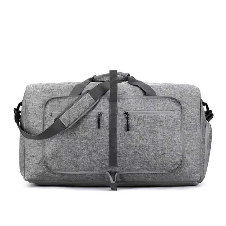 travel Duffle Bag, 65L Foldable Travel Duffel Bag with Shoes Compartment Overnight Bag (GRAY COLOR)2