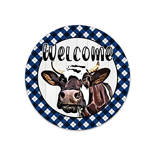 BYRON HOYLE Plaque en métal ronde humoristique avec motif vache laitière irlandaise - Décoration murale en métal - Pour salon, porche, chambre à coucher, pendaison de crémaillère, 30,5 cm Cover