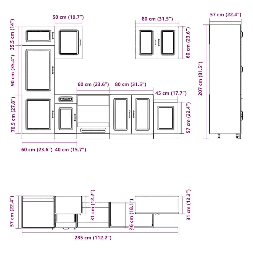 Armadi da cucina Armadi per sala da pranzoSet Mobili da Cucina 7 pz Kalmar Rovere Sonoma in TruciolatoAdatto per cucina sala da pranzo balcone