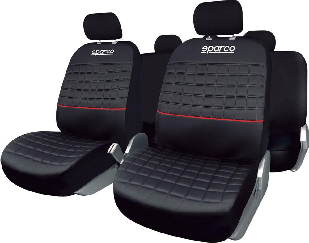 Sparco Zestaw uniwersalny SPC1042 pełne pokrowce na foteliki samochodowe czarny czerwony