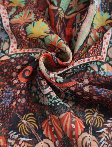 Image of ZAFUL Boho Beach Cover Ups for Women Sarong Coverups Sheer Bikini Chiffon Wraps Skirts for Swimwear