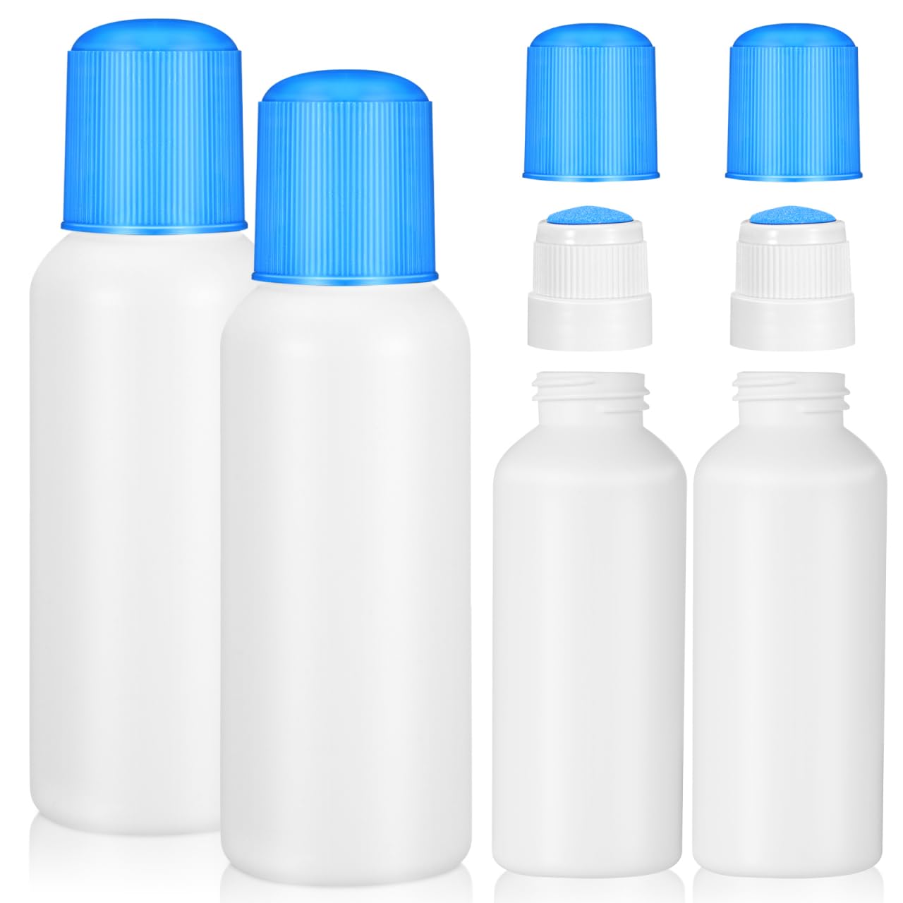 Jojofuny Botellas Aplicadoras Cabeza de Esponja 100 Ml Set 4 Unidades Envases Plásticos Anti-Fugas para Líquidos Cosméticos Aceites