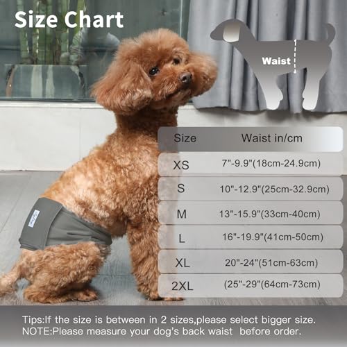 JoyDaog Wiederverwendbare Bauchbänder für Hunde, (5er Pack) Premium waschbare Windeln für Hunde Windeln für Rüden, M