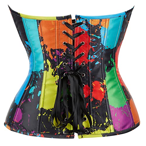 Corsets For Women Plus Size Corset Top Overbust Bustier Waist Trainer Shapewear Corset Colorful Corset M Multicolor #TOP2