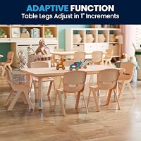 Flash Furniture 48x24 in Rectangular Activity Table with 6 Chairs, Natural — image 7