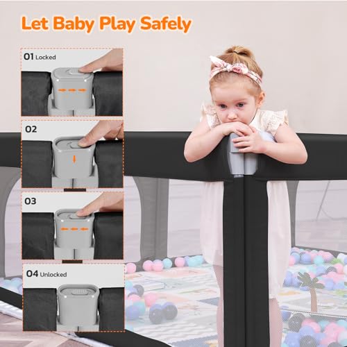 Image of Dripex Foldable Playpen, Extra Large Baby Playpen, 71 inchx69 inch Play Yard for Baby, Collapsible Play Pen for Babies, Fence with Breathable Mesh, Indoor & Outdoor Kids Activity Center, Black