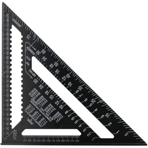 ZUKHRUF 12 Inch High Precision Stainless Steel Aluminum Alloy Roofing Speed Square Angle Ruler Layout Woodworking Tools Measuring for Engineer Carpenter (Black) Cover