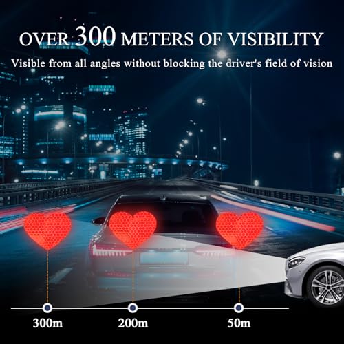 Image of 10PCS Vinyl Decal for Cars, High Intensity Reflective Sticker Night Safety Sign Bumper Decals, Waterproof Grid Vinyl Stickers Scratch Cover for Auto Window Laptop (Heart, Red)
