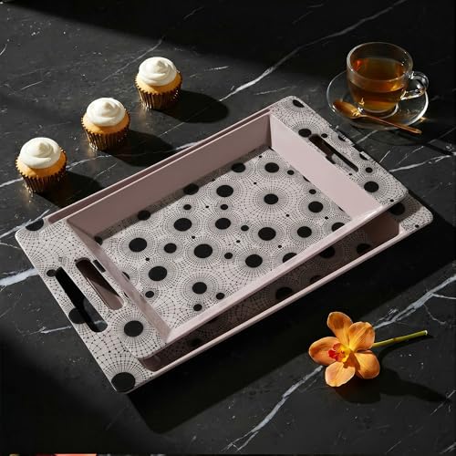 Image of U.P.C Serving Tray Set of 2 / Tray Set for Serving Premium Printed Tray for Serving /Multi-Use Serving Plate (Small, Medium)
