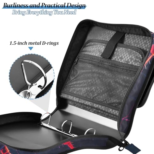 Image of Spider Zipper Binder Bag 3 Ring Binder with Shoulder Strap Zip Up 500 Sheets Capacity Multi Pockets for School Office Supplies