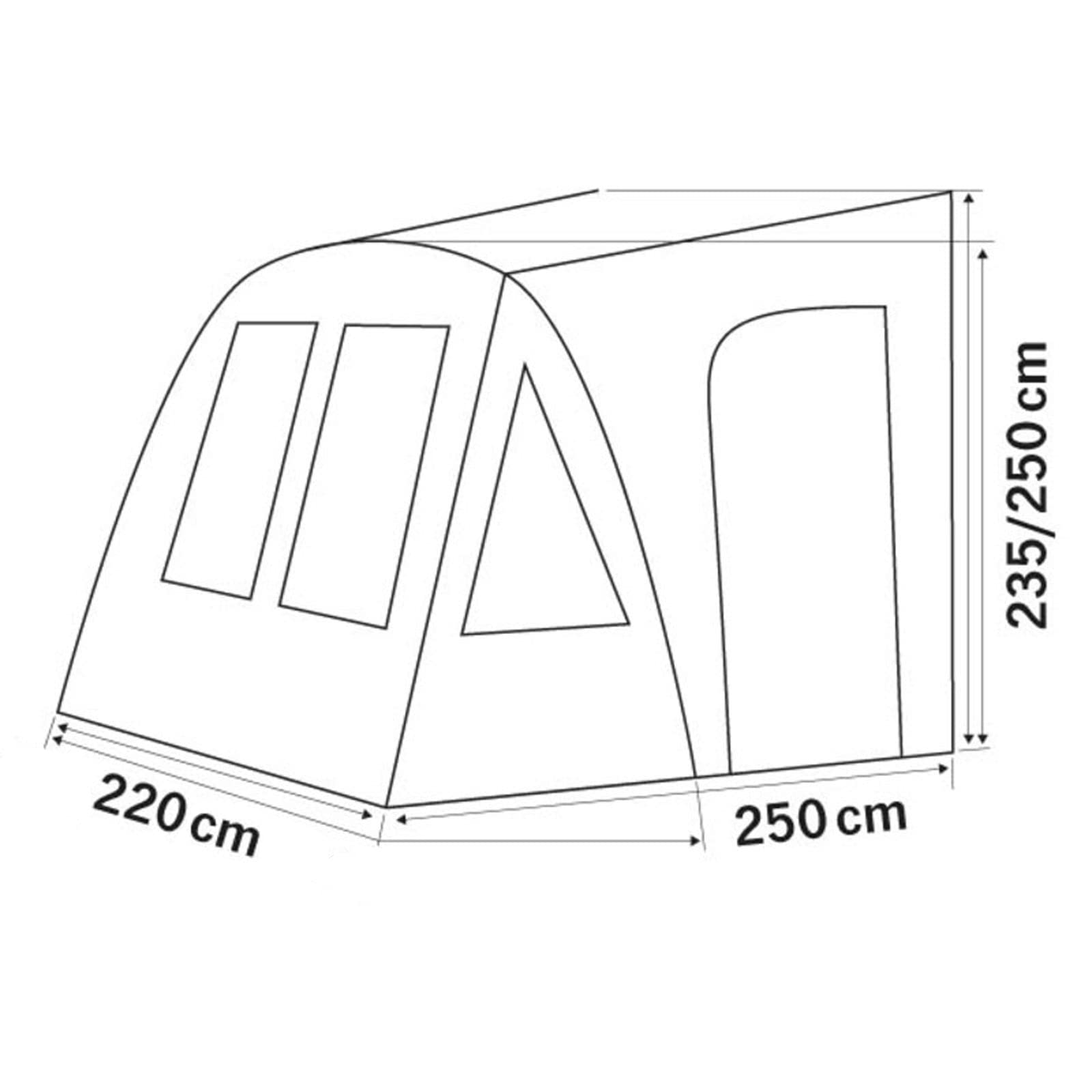 Reimo Tent Technology Namiot przedsionkowy One Beam Air 220/260/325 x 250 cm, przedsionek powietrzny, do przyczep kempingowych